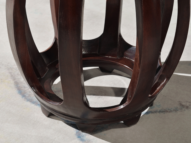 雅沐家具新中式卧室梳妆凳TX601GD妆台凳 现代中式仿古圆鼓凳 茶凳 实木鼓凳 鼓凳