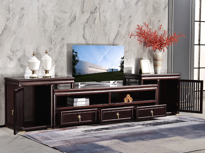 雅沐家具新中式客厅电视柜可伸缩电视柜 实木电视柜组合 地柜 TX601DG电视柜