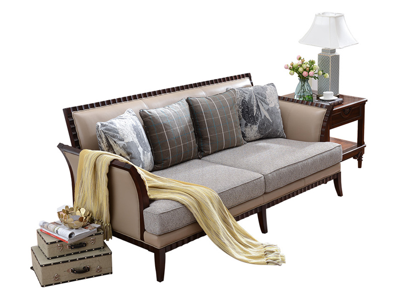 威灵顿家具美式客厅沙发美式皮艺沙发现代简美沙发复古乡村实木沙发三人位X801-16