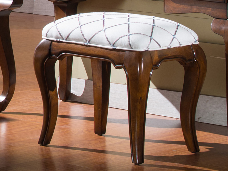 威灵顿家具美式卧室梳妆凳简约美式实木妆凳美式布艺梳妆凳卧室换鞋凳小矮凳F602-3
