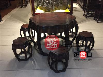 蠡口家具城昌明红木中式古典餐厅红木圆餐桌椅