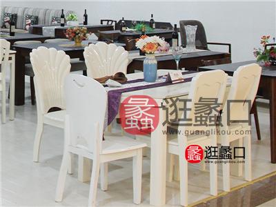 尚美轩家具现代简约白色餐厅实木餐桌椅（可拉伸）