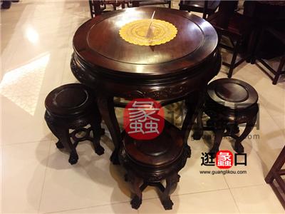 祥业红木家具中式古典餐厅圆餐桌椅