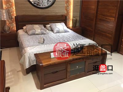 缘木居红木家具中式古典卧室实木双人大床/床头柜/衣柜