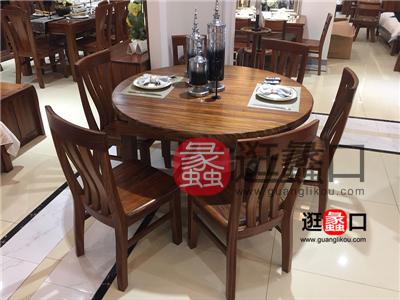 缘木居红木家具中式古典餐厅实木圆餐桌椅