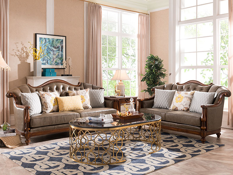 威灵顿家具美式客厅沙发美式沙发真皮组合简美沙发乡村实木客厅沙发