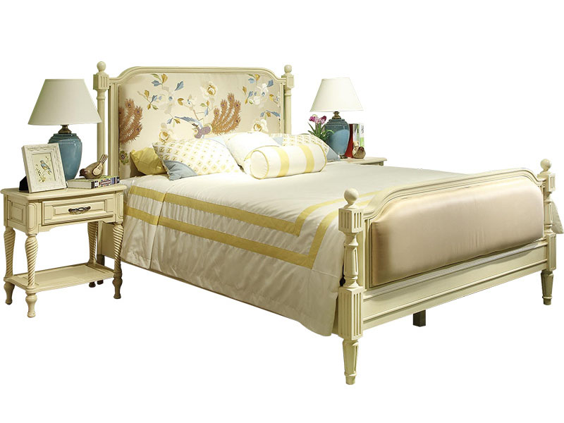 威灵顿家具美式卧室床美式乡村床白色全实木床1.5米双人床韩式田园欧式床A602-19