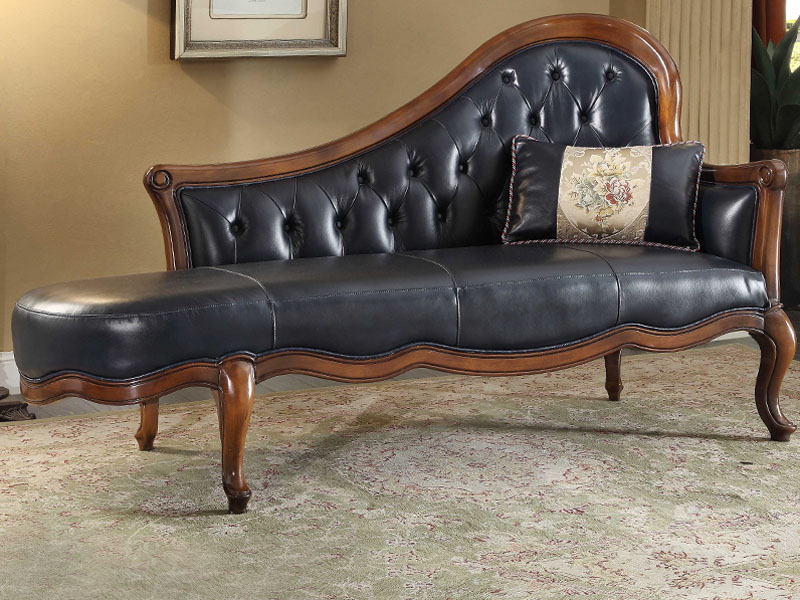 威灵顿家具美式客厅沙发美式真皮贵妃椅实木欧式美人榻奢华沙发椅躺椅太妃椅Y602-7