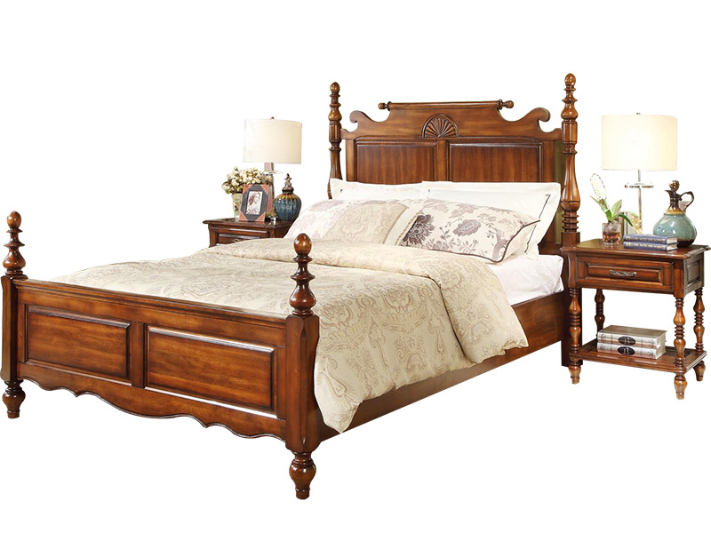 蠡口家具城威灵顿家具美式卧室床美式床双人床简约欧式全实木床1.5米卧室婚床A602-9