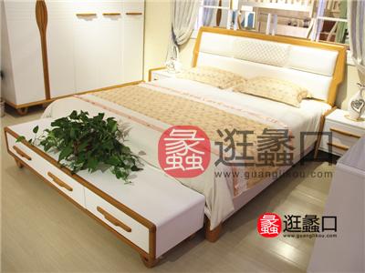 华童家具地中海卧室白色实木床/床头柜​/衣柜/电视柜