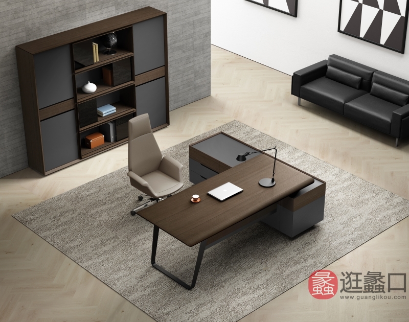 集和家具  意式极简老板桌 科尔卡诺Y012